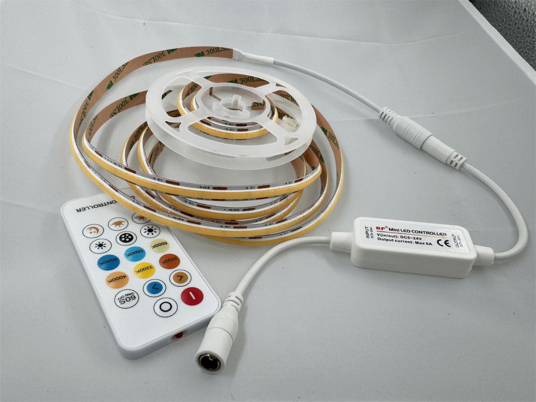 10 mm de largeur 90 CRI 2700K+6500K CCT Flexible bande COB 560LEDs Sécurité d'utilisation et installation facile