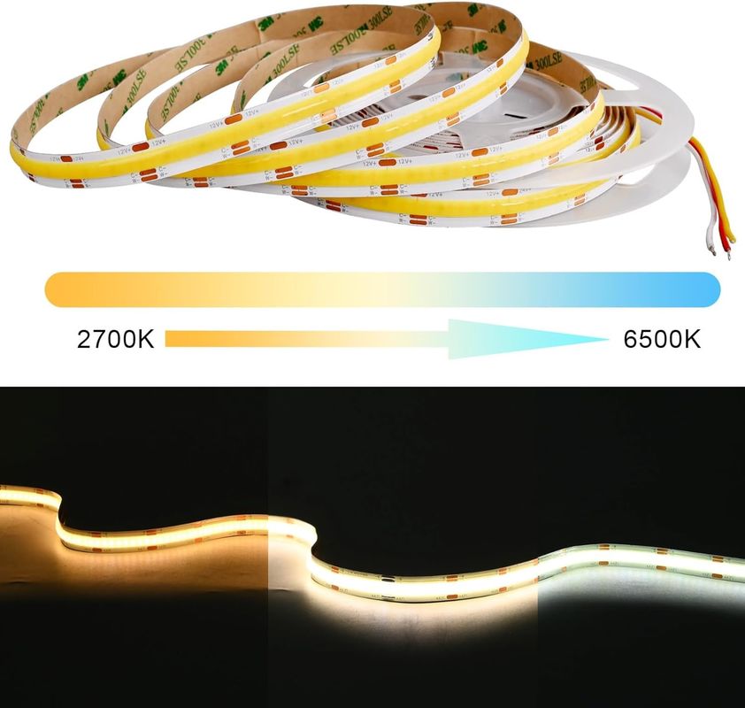 560LEDs COB LED Strip 90 CRI CCT Flexible COB 3M avec adaptateur et mini contrôleur RF