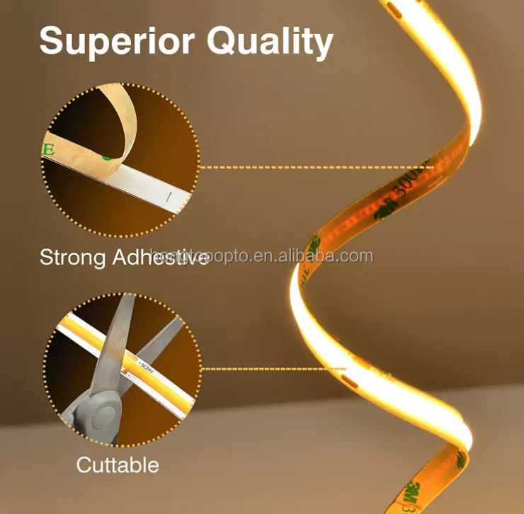 COB LED Strip 320leds 2024 vente à chaud Coupeable 12VDC CRI90 3000K 2700K 4000K 6000K COB LED bande pour le salon