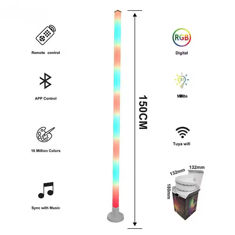 Lumière de sol de coin LED RGB activée par USB salle de jeux de bureau télécommande WIFI / IR