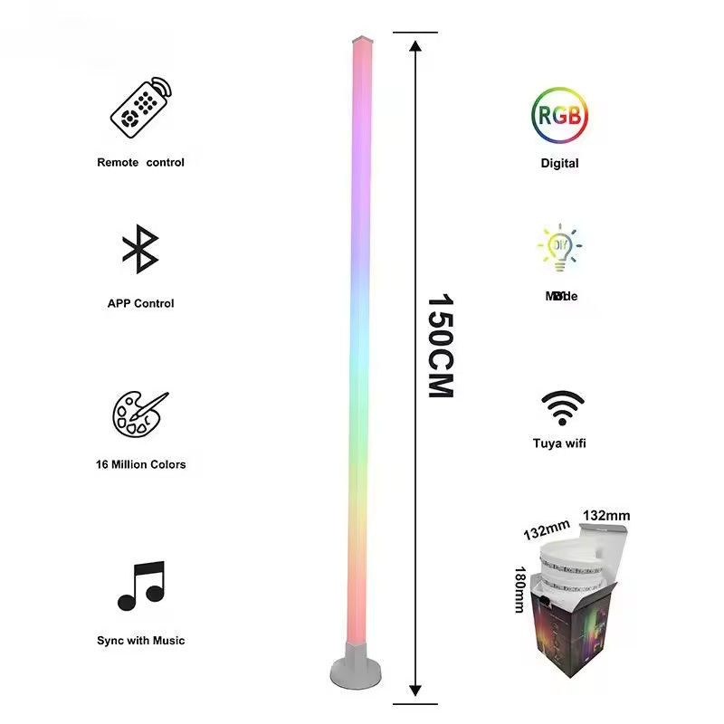 Lumière de sol de coin LED RGB activée par USB salle de jeux de bureau télécommande WIFI / IR