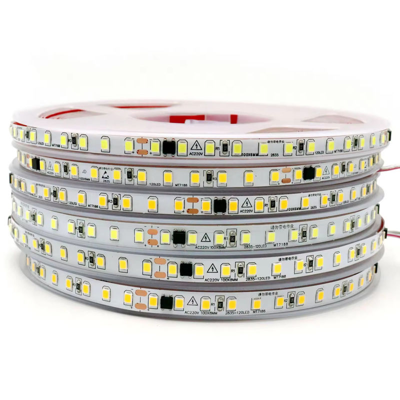 IP20 2835 220v bande lumineuse LED haute tension 8MM 120led/M 240led/M haute luminosité 2835 autoadhésif en Europe