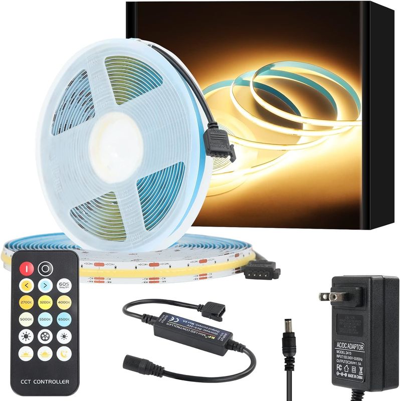 COB LED Strip Lights CCT (2700K-6500K réglable) 2M 560LEDs/m CRI90 Led Tape Light Kit avec boîte