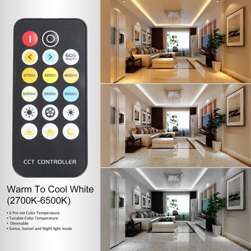 COB LED Strip Lights CCT (2700K-6500K réglable) 2M 560LEDs/m CRI90 Led Tape Light Kit avec boîte