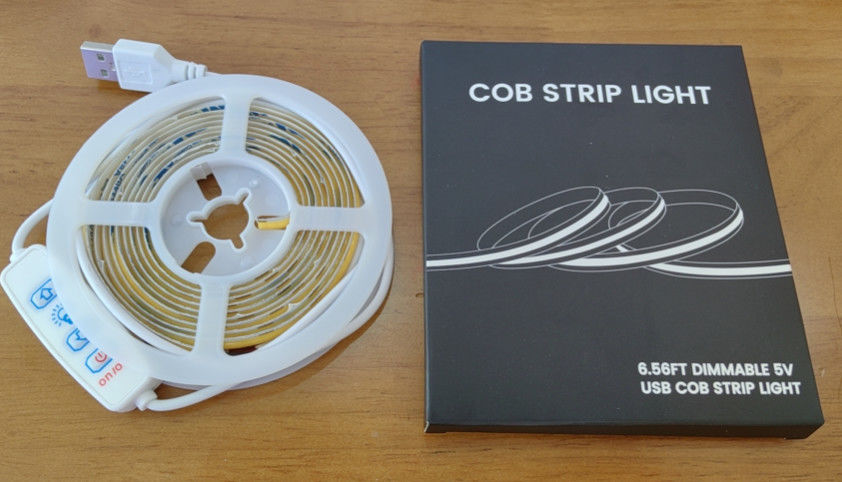 Nouveau modèle DC5V COB LED Strip Lumières 2M 300LEDs/m CRI90 USB LED Tape Light box Kit avec boîte Package à LED bande pour la maison