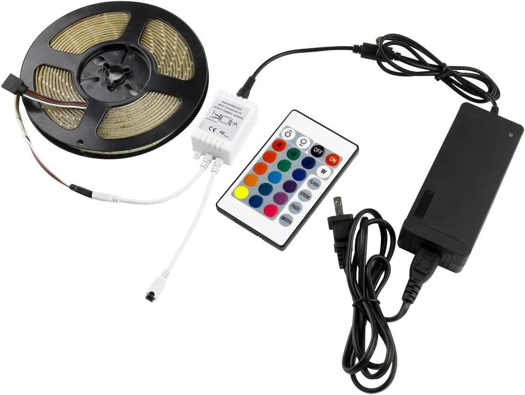 120 degrés angle de faisceau LED RGB bande 5M SMD5050 24 touches contrôleur IR bande atténuée