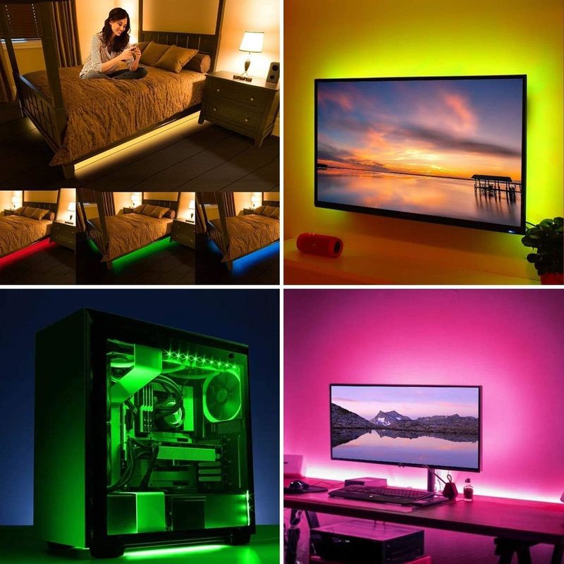 120 degrés angle de faisceau LED RGB bande 5M SMD5050 24 touches contrôleur IR bande atténuée