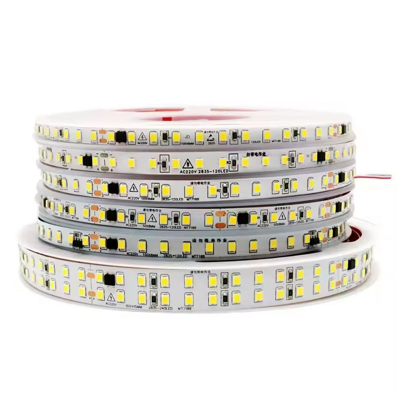 120 LED/m bande LED flexible pour l'intérieur Pas besoin de conducteur CRI80 2835 SMD 8 mm PCB Longueur 5M/10M