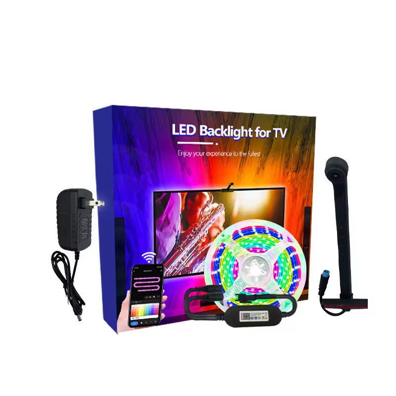 WiFi LED TV rétroéclairage avec capteur pour téléviseur 55-75 pouces et PC RGBIC App Control Compatible avec Alexa et Google Assistant