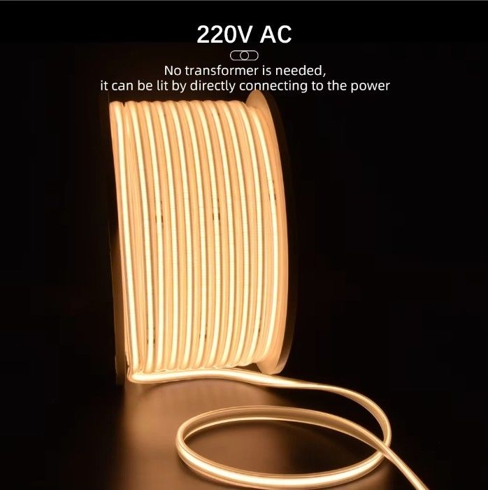 288 LEDs haute tension 110V 220V flexible COB lumière à bande LED 2700K 3000K 4000K 6000K