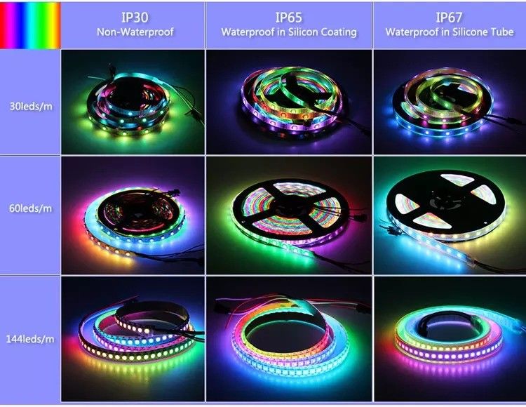 Hongtop 5m/roll 3- SK6812 RGB RGBW RGBWW RGBNW RGBCW Lumière à bande LED pour meubles