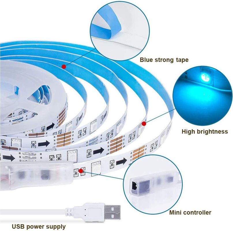 bande LED intelligente pour la décoration 12V 5V contrôle USB synchronisation de musique et température des couleurs RVB