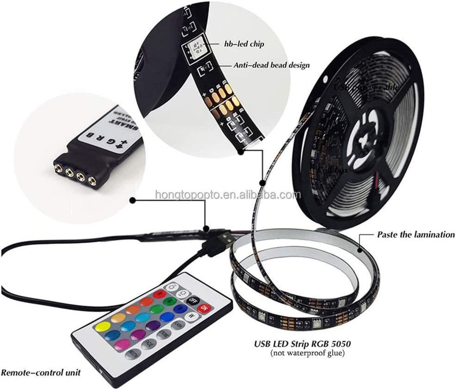 bande LED intelligente pour la décoration 12V 5V contrôle USB synchronisation de musique et température des couleurs RVB