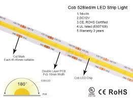 120 degrés angle de faisceau COB 320 LED 24V 8mm 10mm LED Strip lumière pour la décoration du jardin