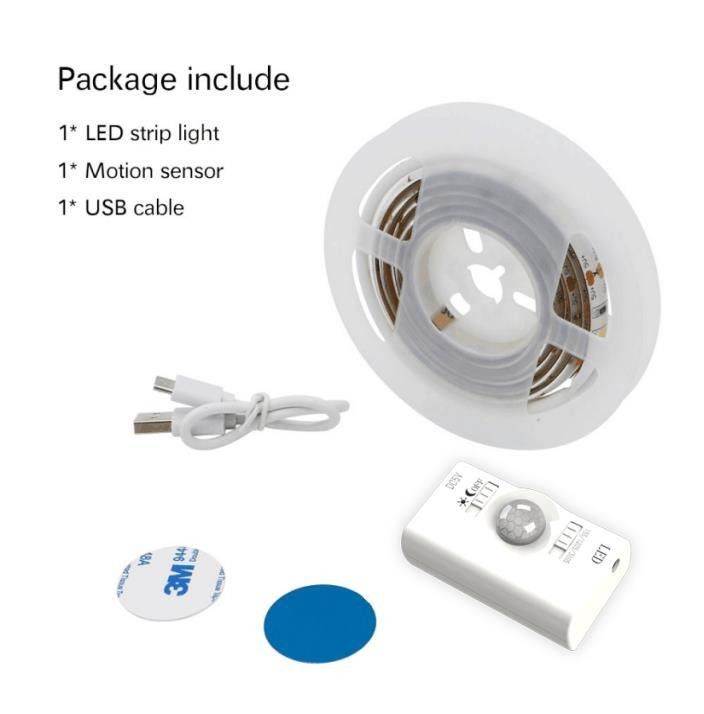 SMD2835 LED Strip Light avec capteur de mouvement 1m Longueur USB Rechargeable en mode jour et nuit