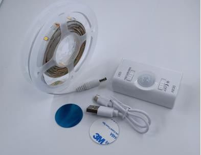 SMD2835 LED Strip Light avec capteur de mouvement 1m Longueur USB Rechargeable en mode jour et nuit