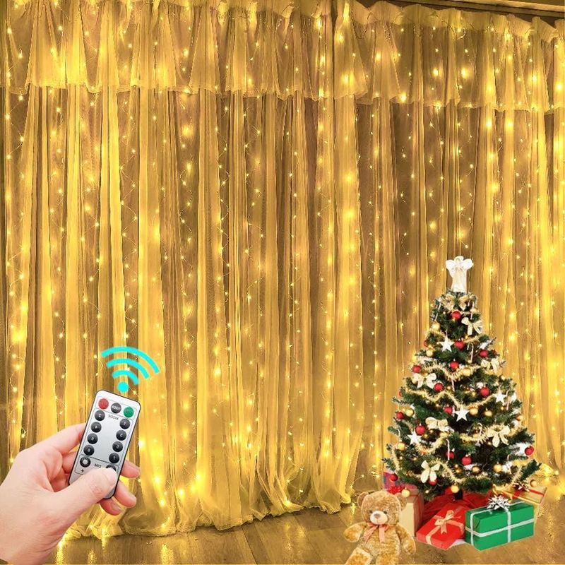 3500K Lumière de rideau LED blanche chaude pour les décorations de chambre à coucher 3x2.4m 240d Modes d'alimentation USB
