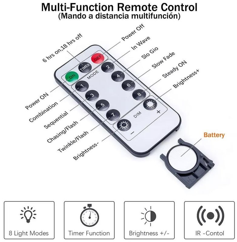 3500K Lumière de rideau LED blanche chaude pour les décorations de chambre à coucher 3x2.4m 240d Modes d'alimentation USB