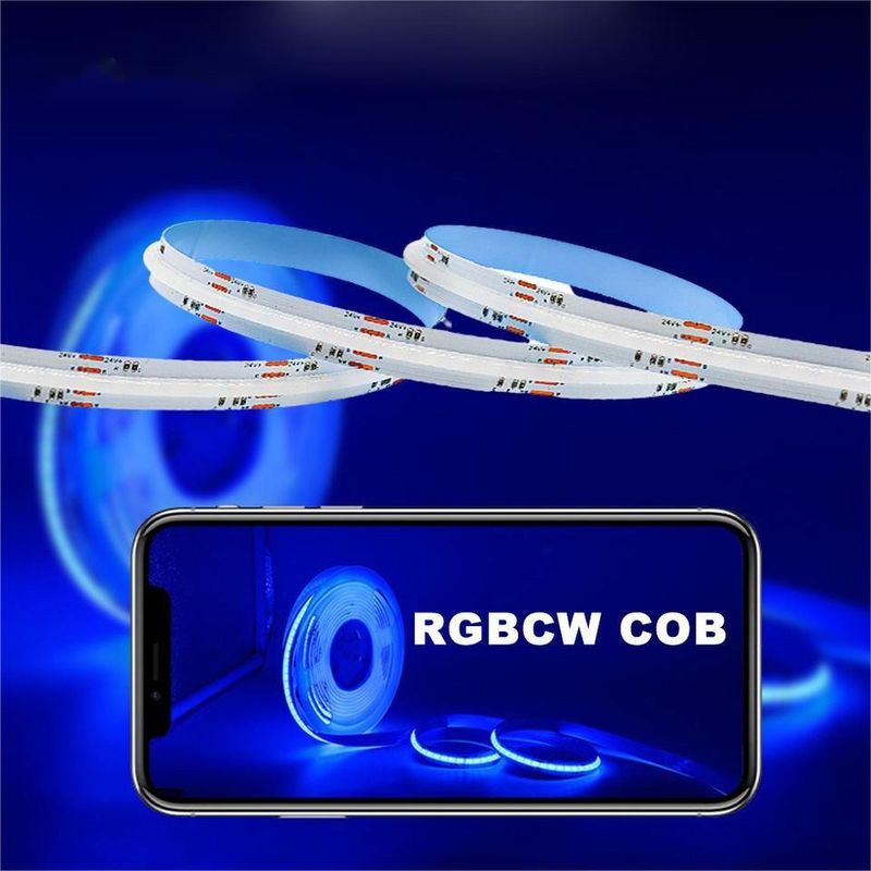Tape LED 5m/lot Smd 320 384 840 leds/m étanche à l'eau Flexible Cob Led Strip Dc 24v Ra90 RGBCCT 3000k 4000k 6000k
