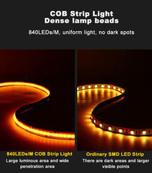 Tape LED 5m/lot Smd 320 384 840 leds/m étanche à l'eau Flexible Cob Led Strip Dc 24v Ra90 RGBCCT 3000k 4000k 6000k