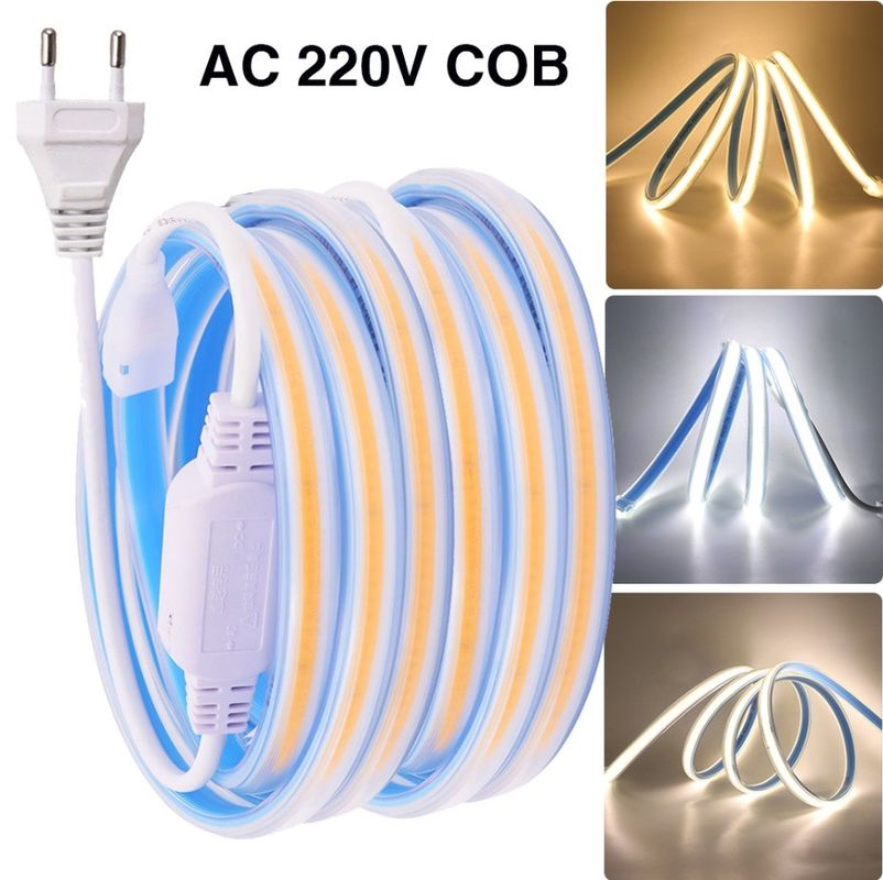 280 LEDs / mètre 12v 24v 220v Rgbw Cob Light Strip Cob Led Longueur de la bande 50 mètres / rouleau