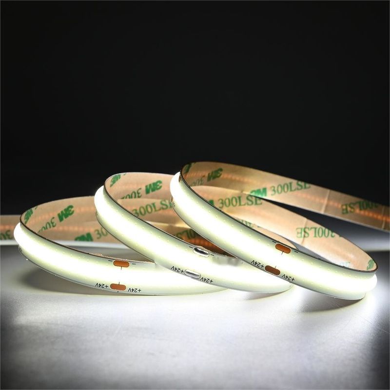 10m/rouleau Double Lines 600 leds 12v 24v Ra80 12mm Flexible COB Led Flexible Light
