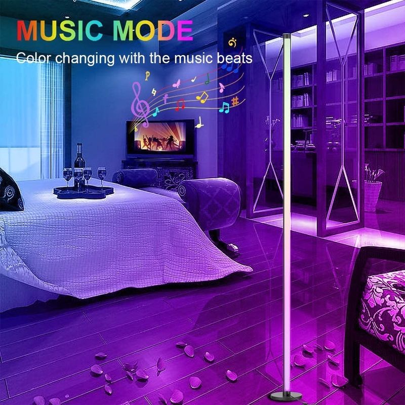 Lumières de jeu Salon Ambient Lumière d'ambiance Rgb Décor Lumières de nuit debout Lampes de sol à angle LED