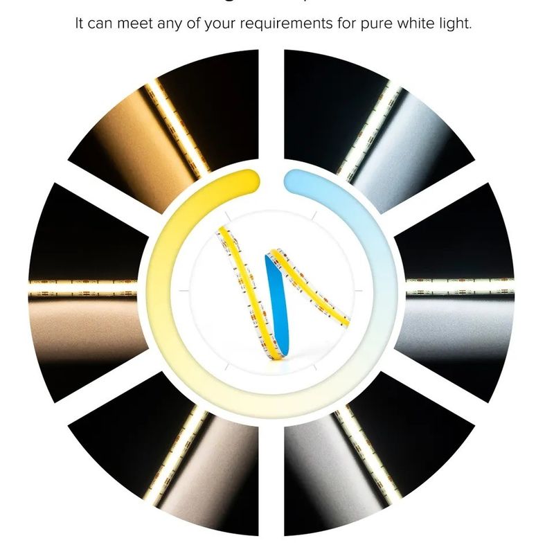 bande LED COB à faible intensité 12V 24V W WW 2700K 6000K pour la lumière de cabinet 5M 16,4 pieds de long