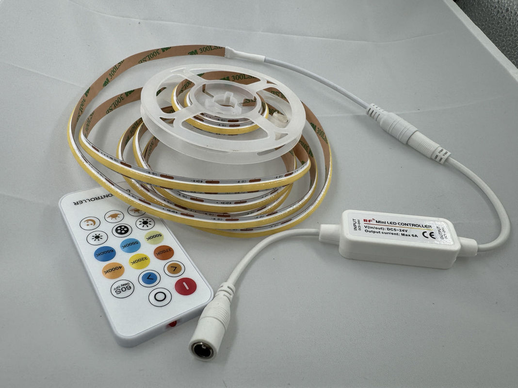 Kit de bande LED DC12V/24V à tension d'entrée avec lumières COB et pilote intelligent