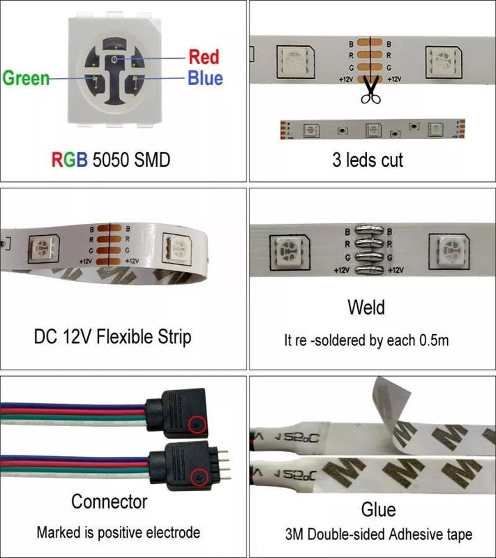 12V 5V 2835 5050 RGB WIFI Tuya Smart LED Light Strips Synchronisation musicale pour la décoration de la maison intelligente