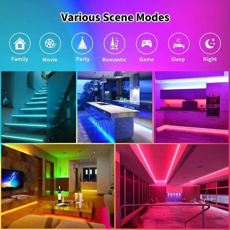 12V 5V 2835 5050 RGB WIFI Tuya Smart LED Light Strips Synchronisation musicale pour la décoration de la maison intelligente