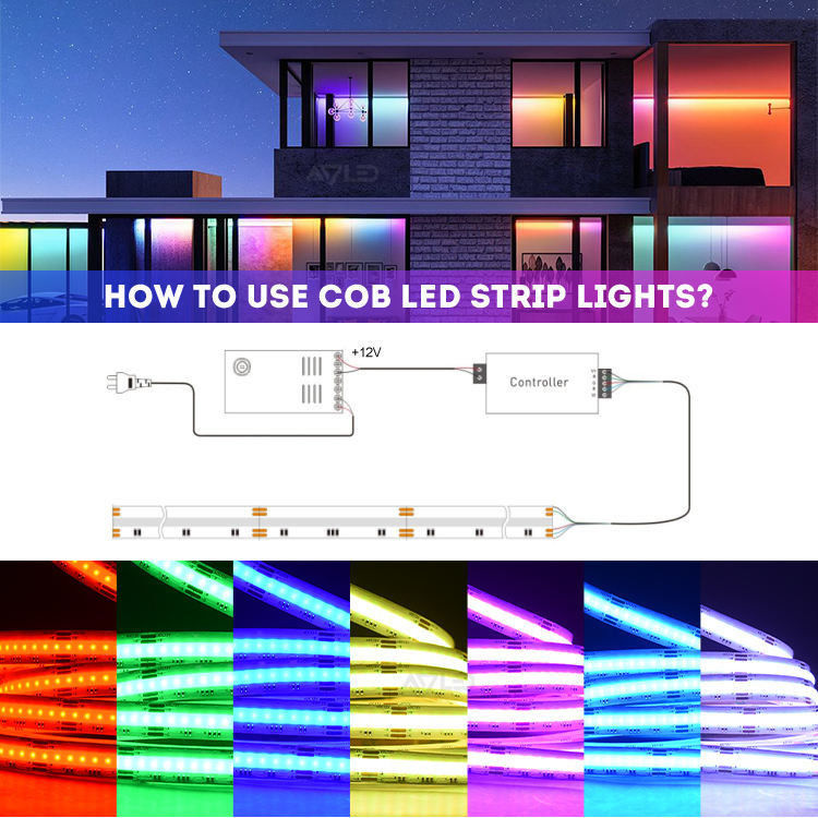 12v 24v 576LEDs RGB Température de couleur Cob Led Strip Light Dimmable avec et CRI Ra 90