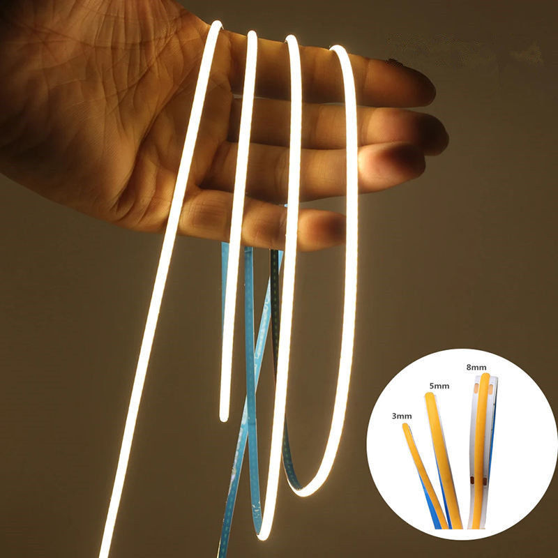 Éclairage intérieur bande LED COB blanche chaude de 8 mm de largeur avec matériau de résistance LED FPC