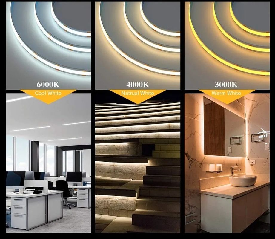 Éclairage intérieur bande LED COB blanche chaude de 8 mm de largeur avec matériau de résistance LED FPC