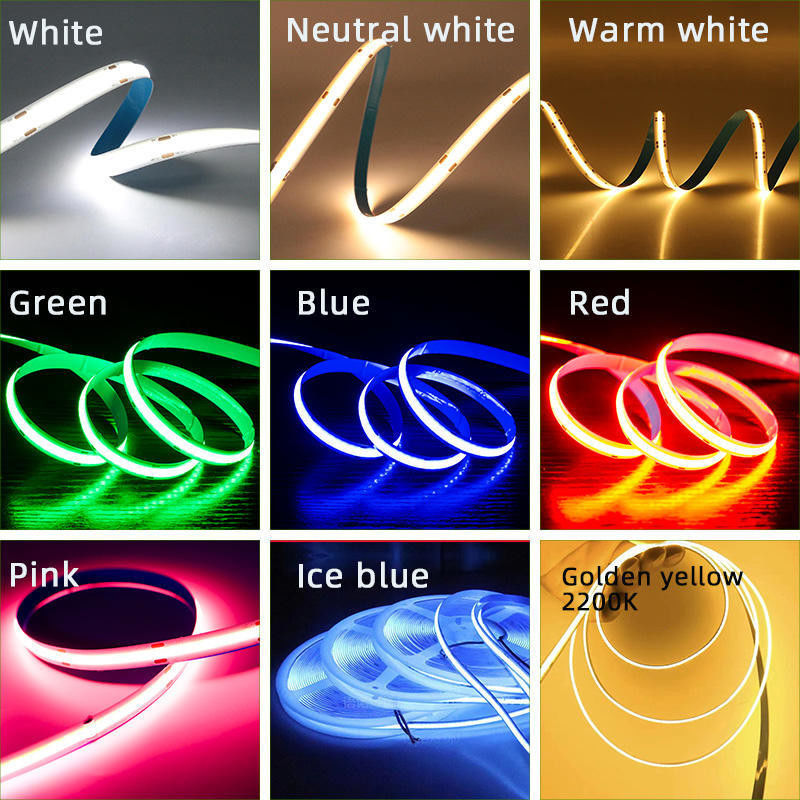 Éclairage intérieur bande LED COB blanche chaude de 8 mm de largeur avec matériau de résistance LED FPC