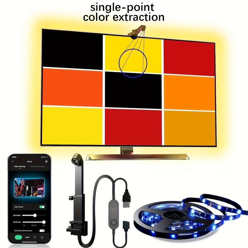 55-65 pouces Alexa Google Home Ambient Smart App Wifi Immersion TV rétroéclairage à LED 3,8m 12,5ft ROLL avec caméra