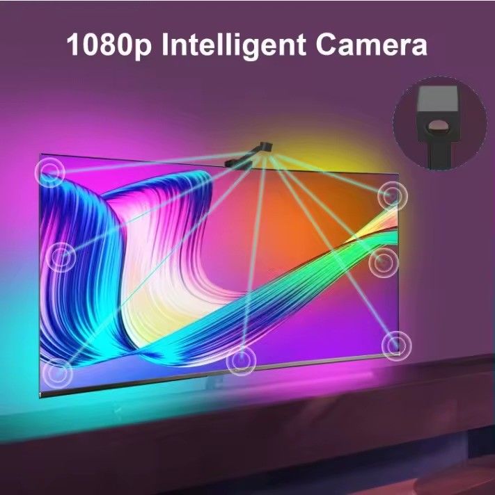 RGB décor bar LED Smart TV rétroéclairage Lumières à bande avec caméra IP20 3.8m 12V pour télévision