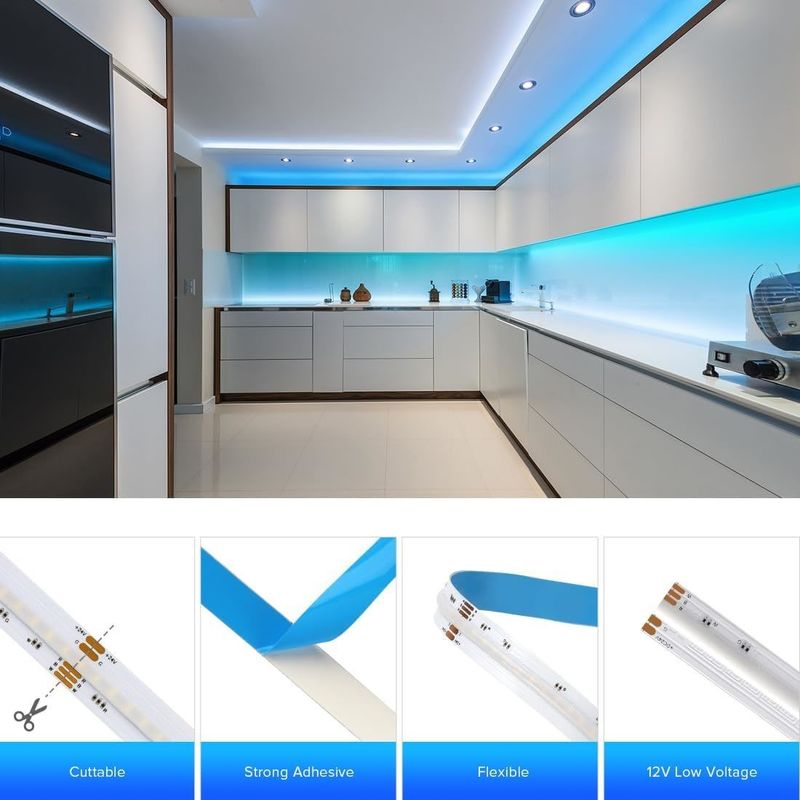 100lm/w Lampe Efficacité lumineuse RGBW 784leds Smart COB Led Strip pour la décoration intérieure