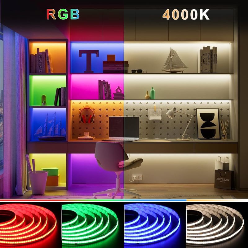 100lm/w Lampe Efficacité lumineuse RGBW 784leds Smart COB Led Strip pour la décoration intérieure