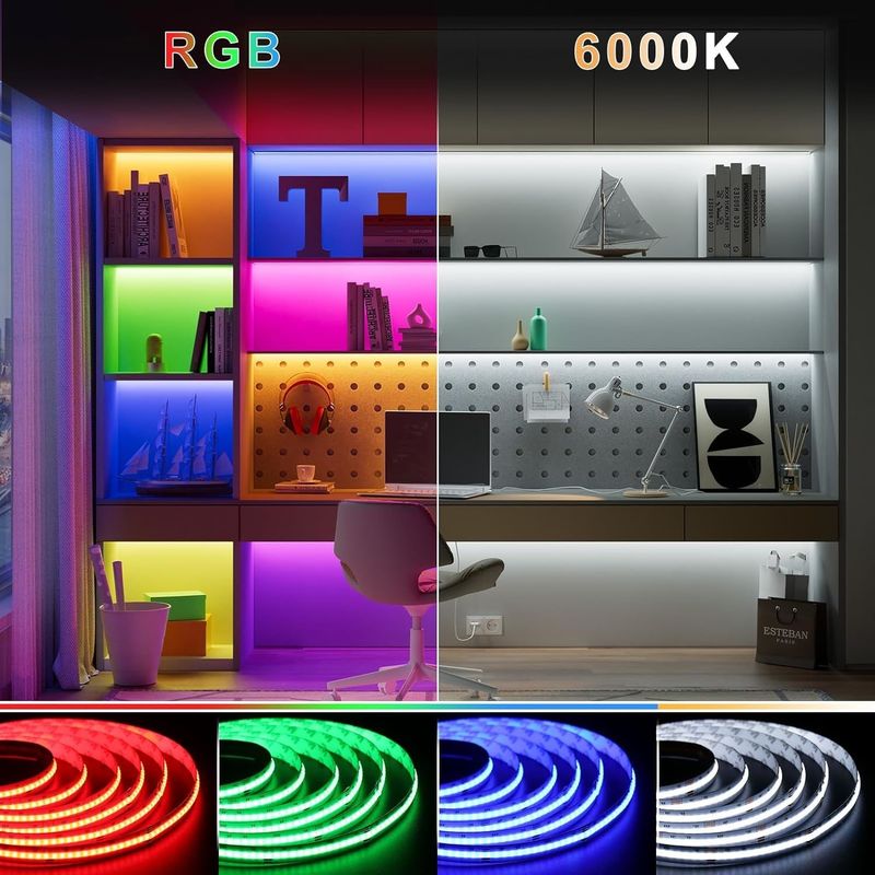 100lm/w Lampe Efficacité lumineuse RGBW 784leds Smart COB Led Strip pour la décoration intérieure
