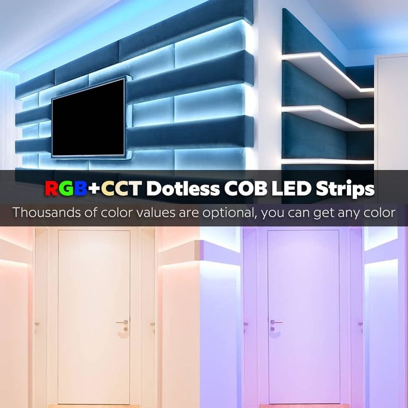 COB LED Lumière à bande linéaire 21W/M 840leds/M DC24V Bon RGBWW RGBW RGBCCT 3000K 6000K