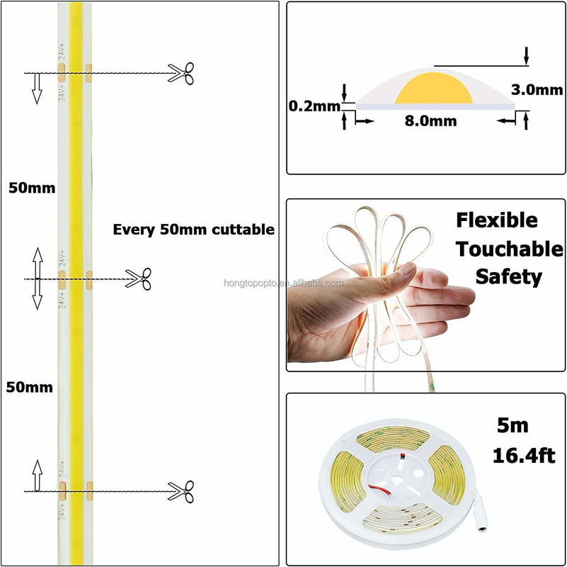 DC24V COB320 CRI80 2 ans bande LED haute luminosité pour la décoration intérieure extérieure