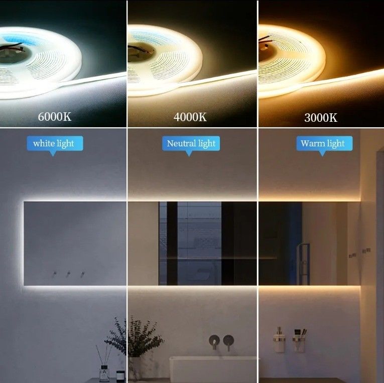 Lumière à bande LED COB à longue durée de vie avec faible luminosité 3 mm Ultra Slim 400Leds/m White COB Tape 50000 heures Idéal